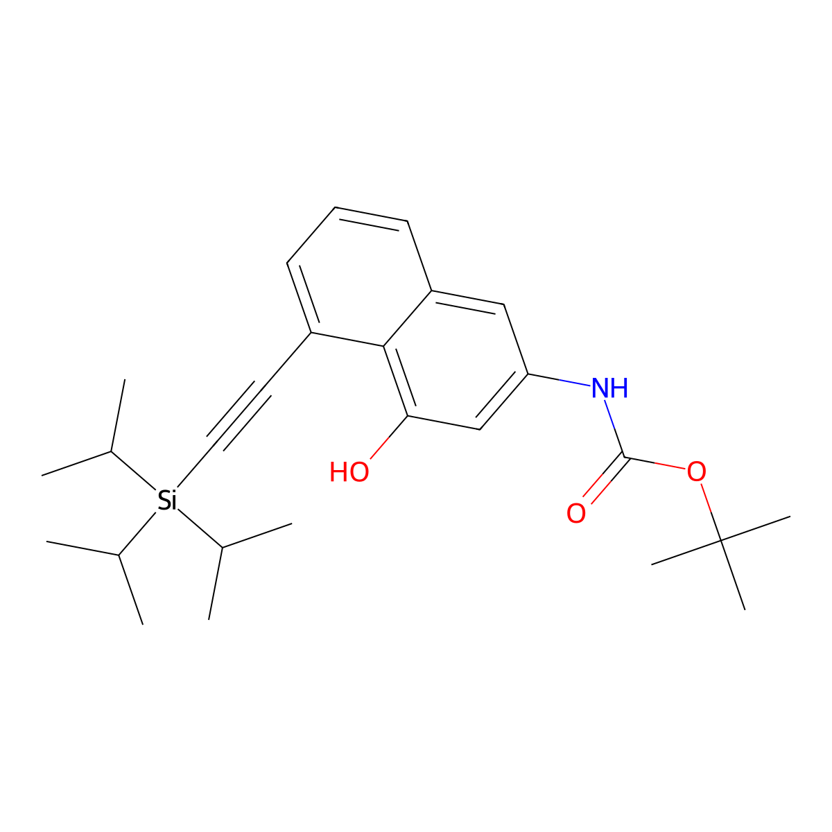 Tert-butyl (4-hydroxy-5-((triisopropylsilyl)ethynyl)naphthalen-2-yl)carbamate molecular structure, CAS 2856022-47-2