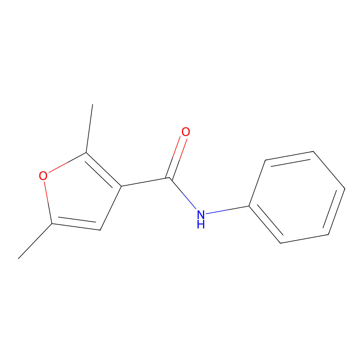 2,5-Dimethyl-3-furancarboxanilide molecular structure, CAS 28562-70-1