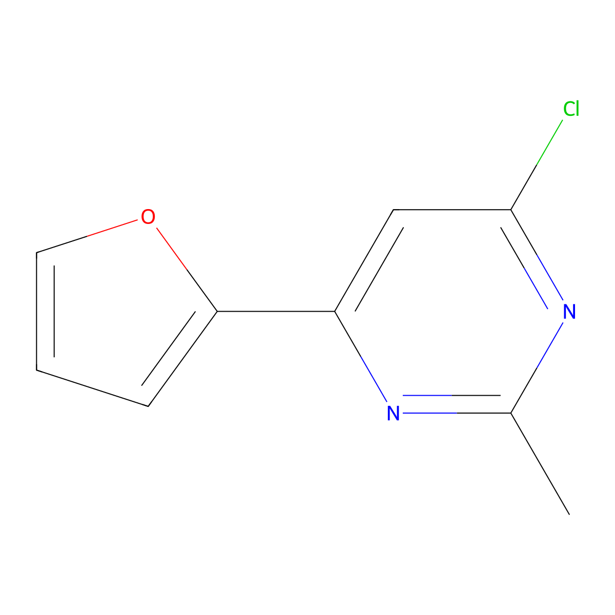 4-Chloro-6-(3-furyl)-2-methylpyrimidine molecular structure, CAS 28565-18-6