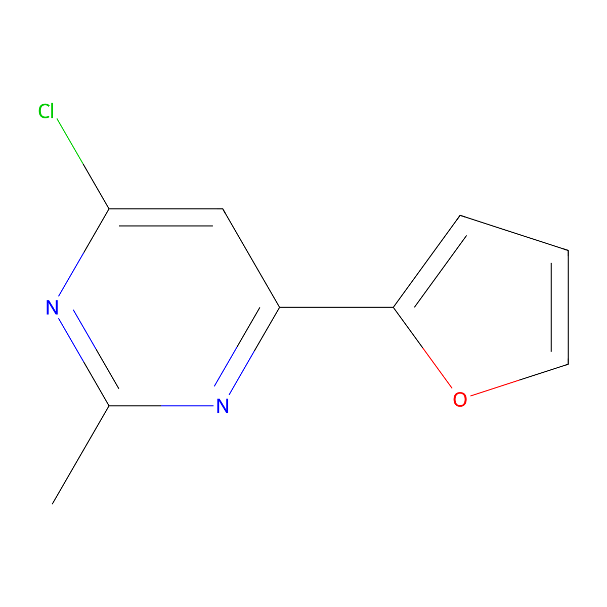 4-Chloro-6-(3-furyl)-2-methylpyrimidine molecular structure, CAS 28565-18-6