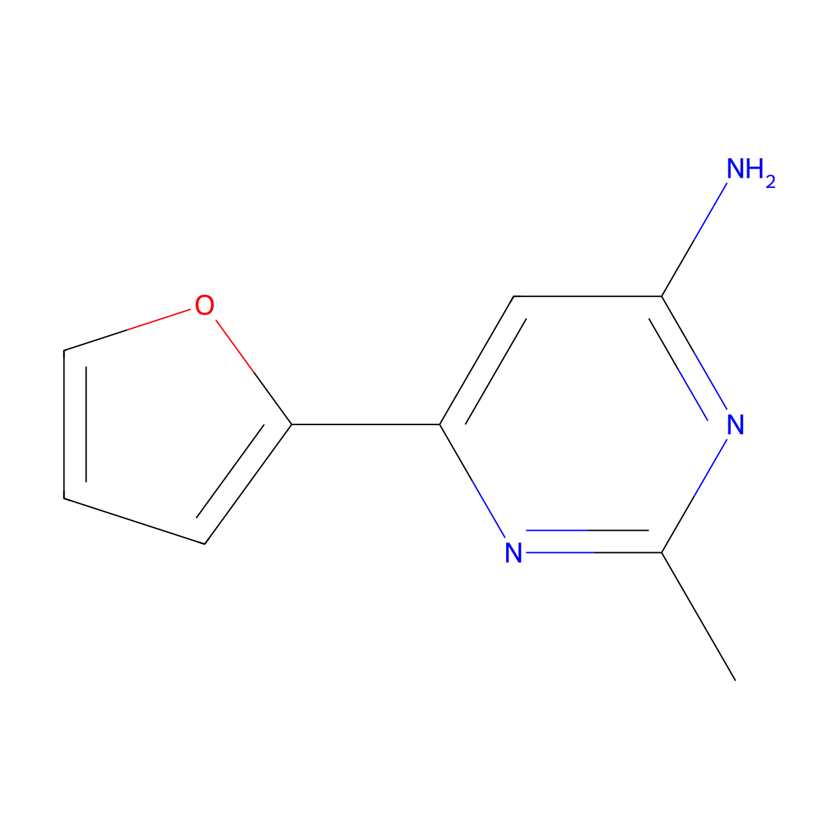 6-(Furan-2-yl)-2-methylpyrimidin-4-amine molecular structure, CAS 28565-28-8