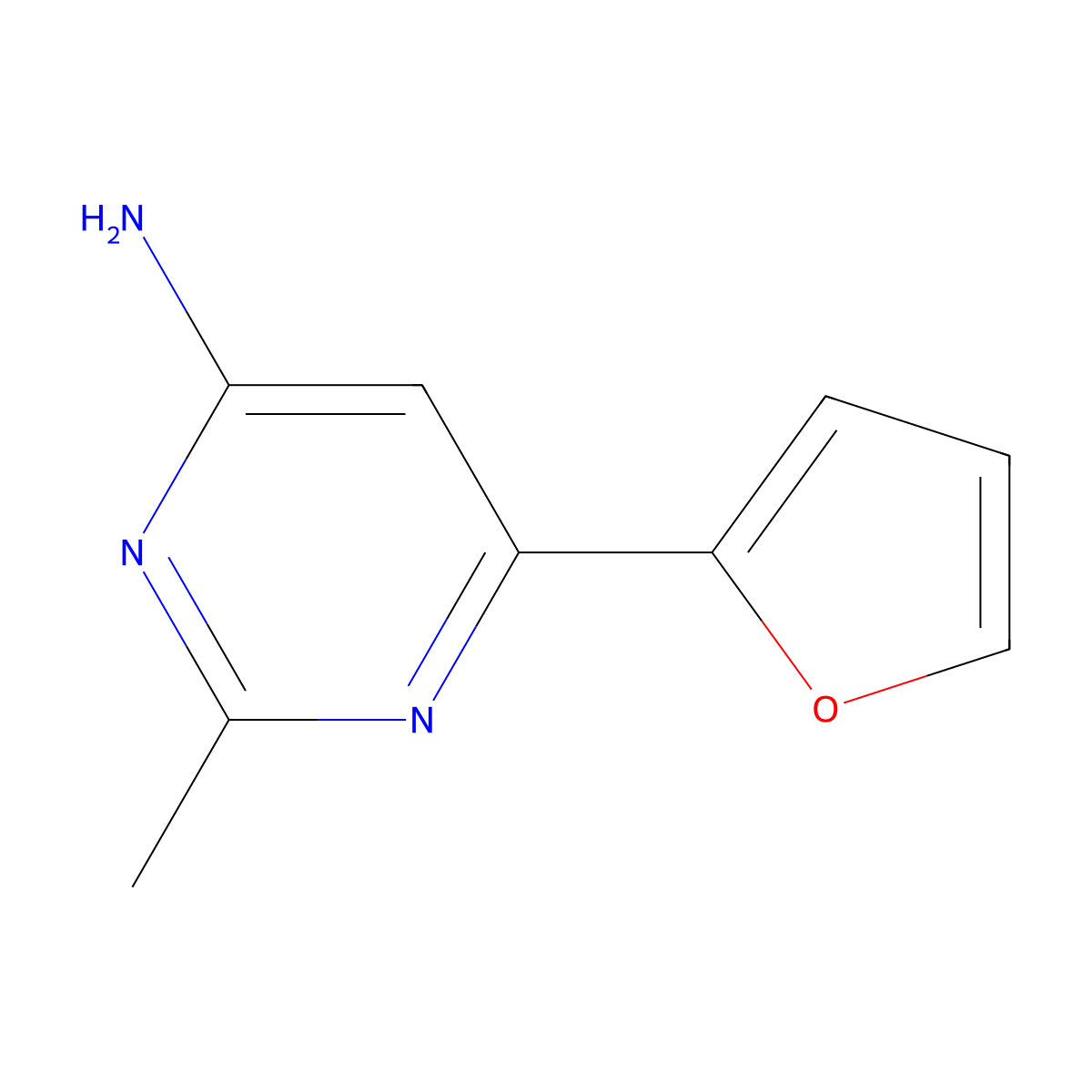 6-(Furan-2-yl)-2-methylpyrimidin-4-amine molecular structure, CAS 28565-28-8