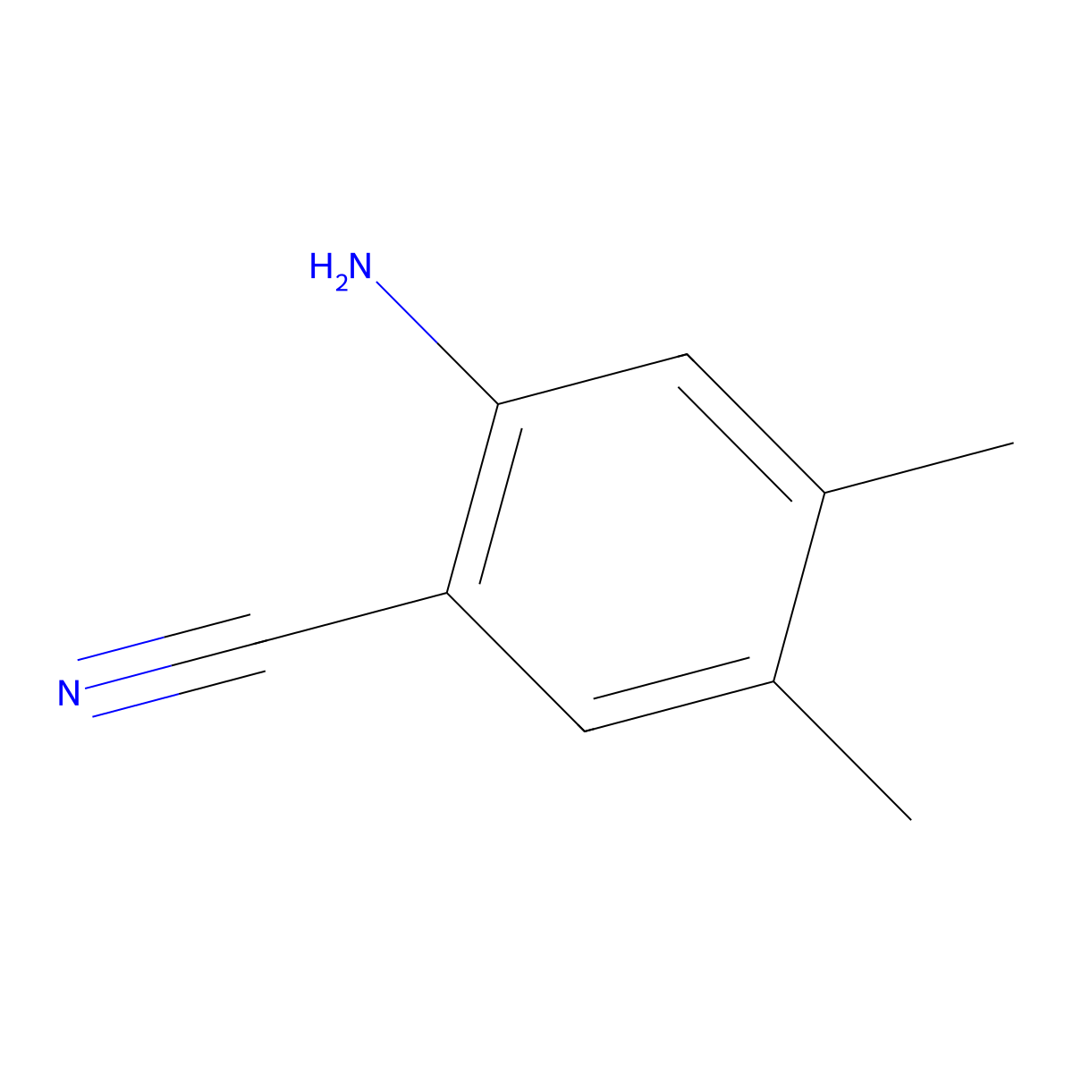 2-Amino-4,5-dimethylbenzonitrile molecular structure, CAS 28568-03-8