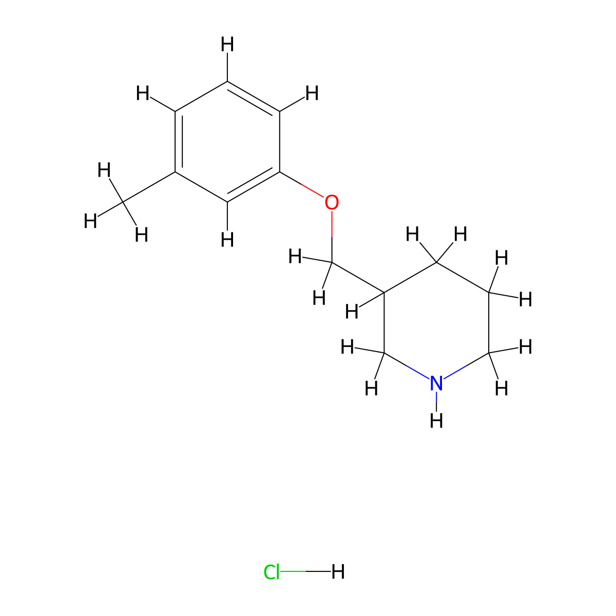 3-((m-Tolyloxy)methyl)piperidine hydrochloride molecular structure, CAS 28569-13-3