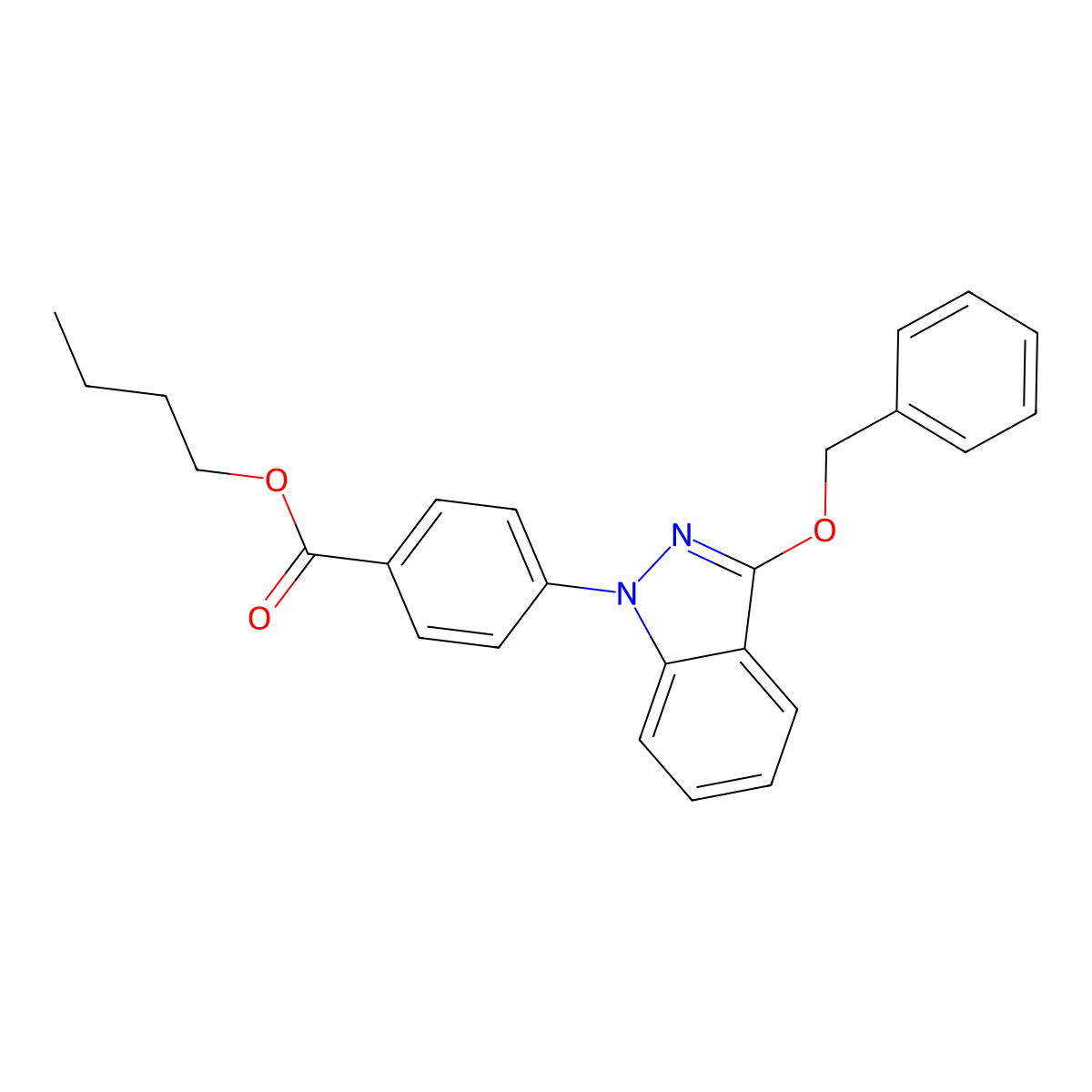 Benzoic acid, p-(3-(benzyloxy)-1H-indazol-1-yl)-, butyl ester molecular structure, CAS 28570-58-3