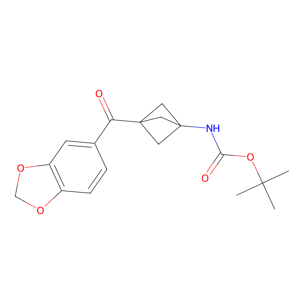 tert-Butyl (3-(benzo[d][1,3]dioxole-5-carbonyl)bicyclo[1.1.1]pentan-1-yl)carbamate molecular structure, CAS 2857037-76-2