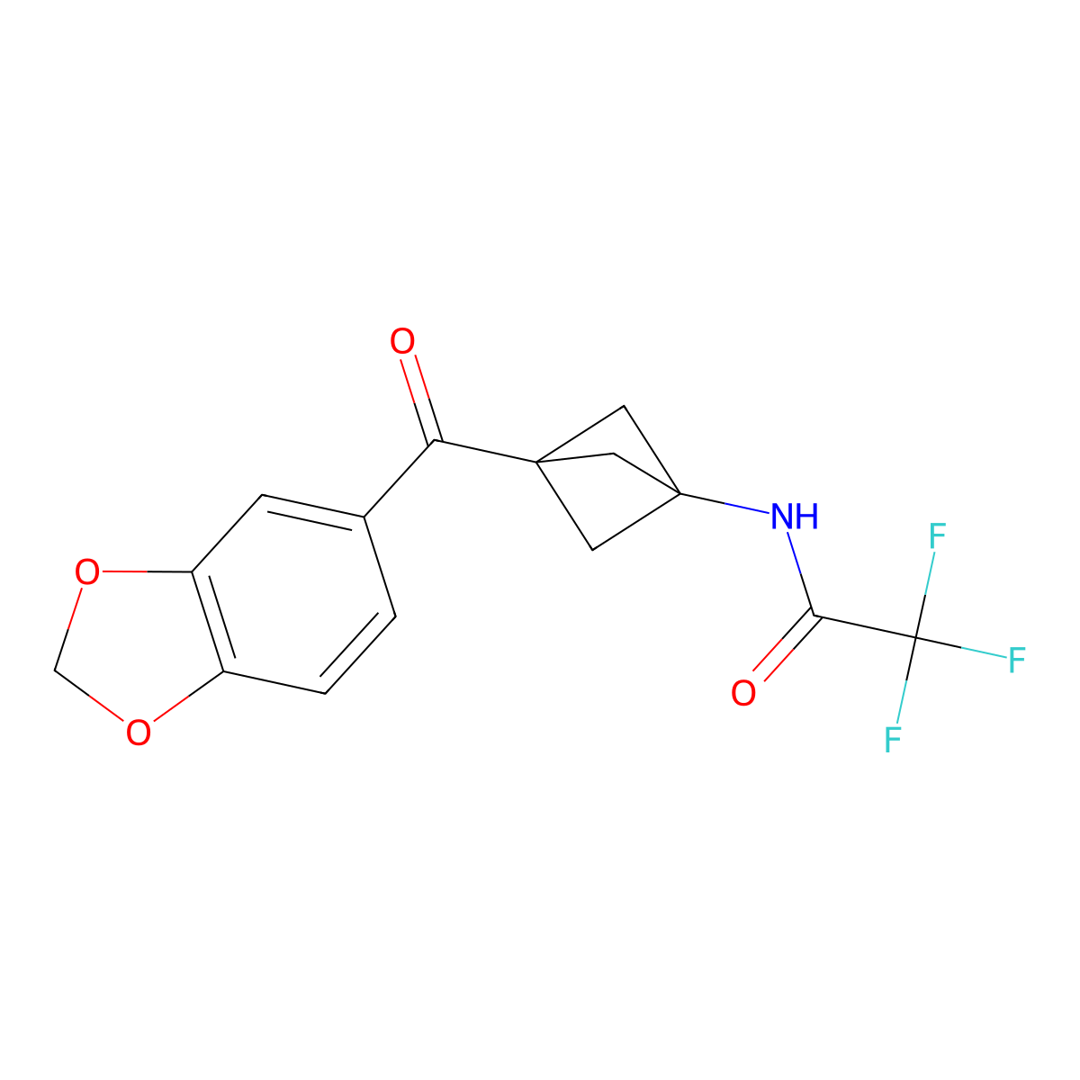 N-(3-(Benzo[D][1,3]dioxole-5-carbonyl)bicyclo[1.1.1]pentan-1-YL)-2,2,2-trifluoroacetamide molecular structure, CAS 2857037-77-3