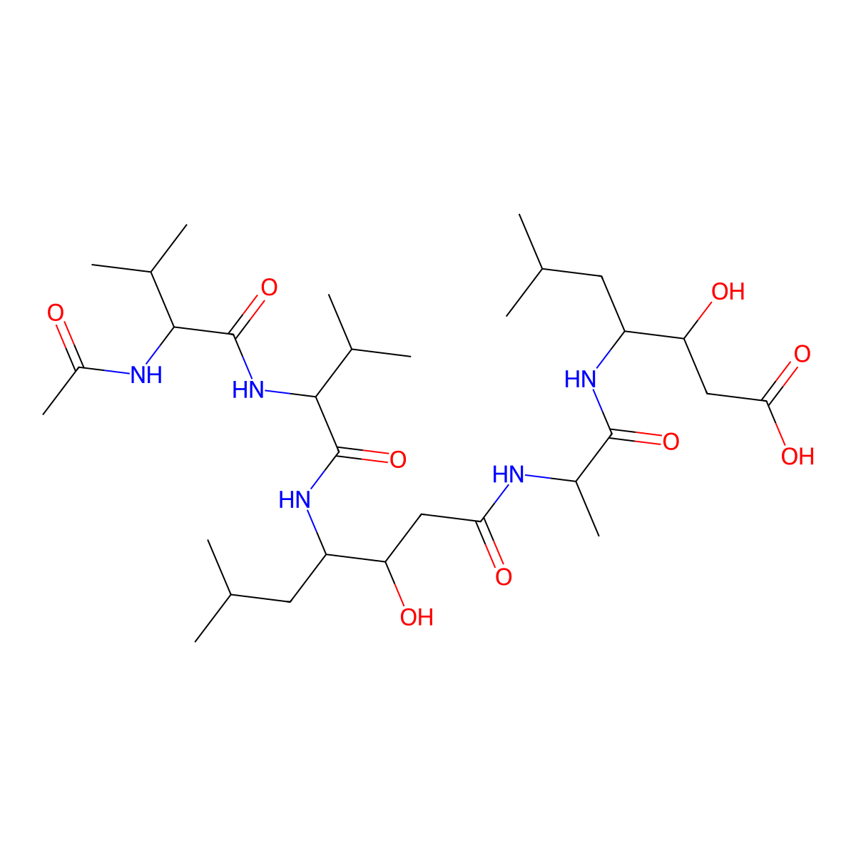 Acetylpepstatin molecular structure, CAS 28575-34-0