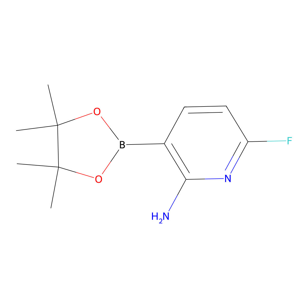 6-Fluoro-3-(4,4,5,5-tetramethyl-1,3,2-dioxaborolan-2-yl)pyridin-2-amine molecular structure, CAS 2857814-36-7