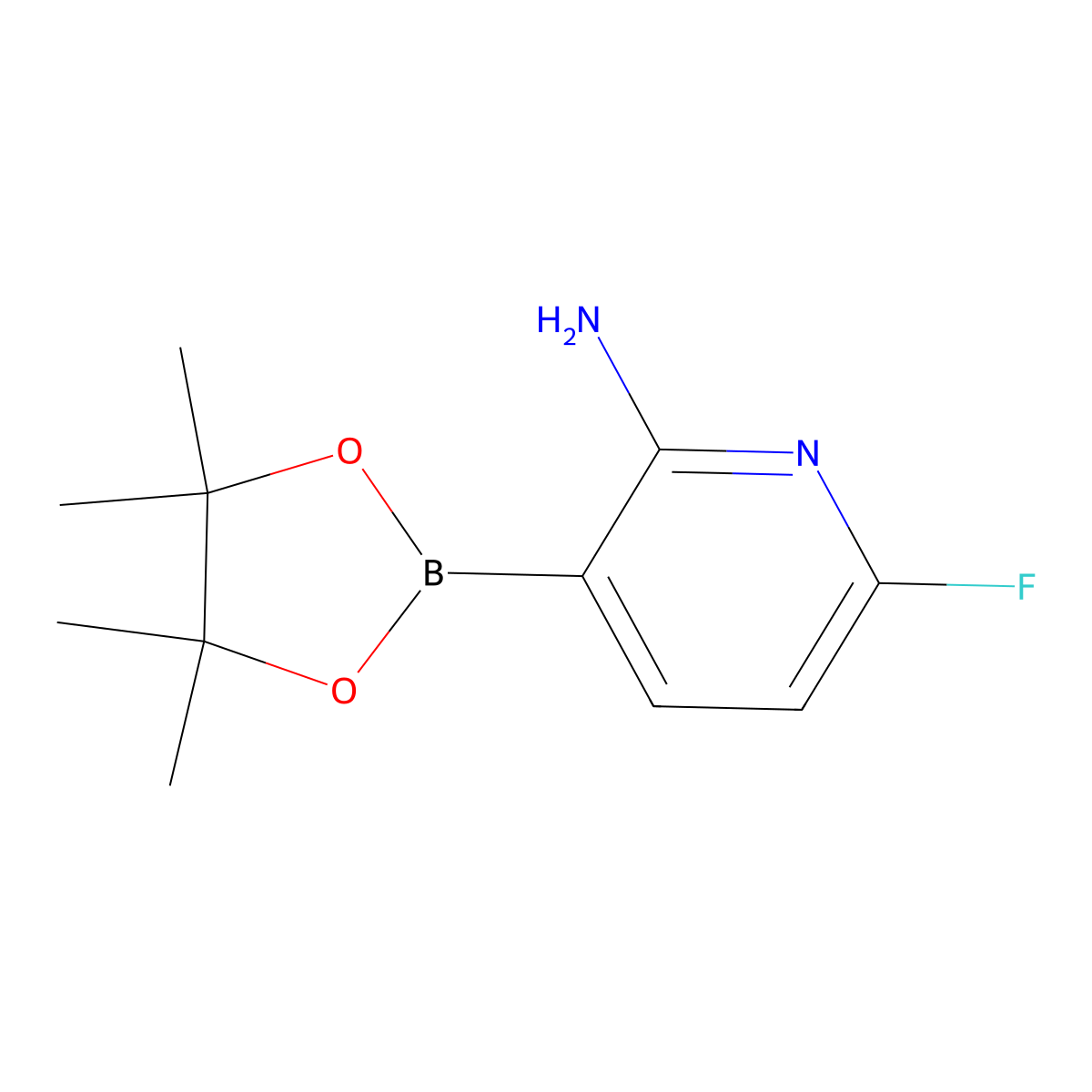 6-Fluoro-3-(4,4,5,5-tetramethyl-1,3,2-dioxaborolan-2-yl)pyridin-2-amine molecular structure, CAS 2857814-36-7