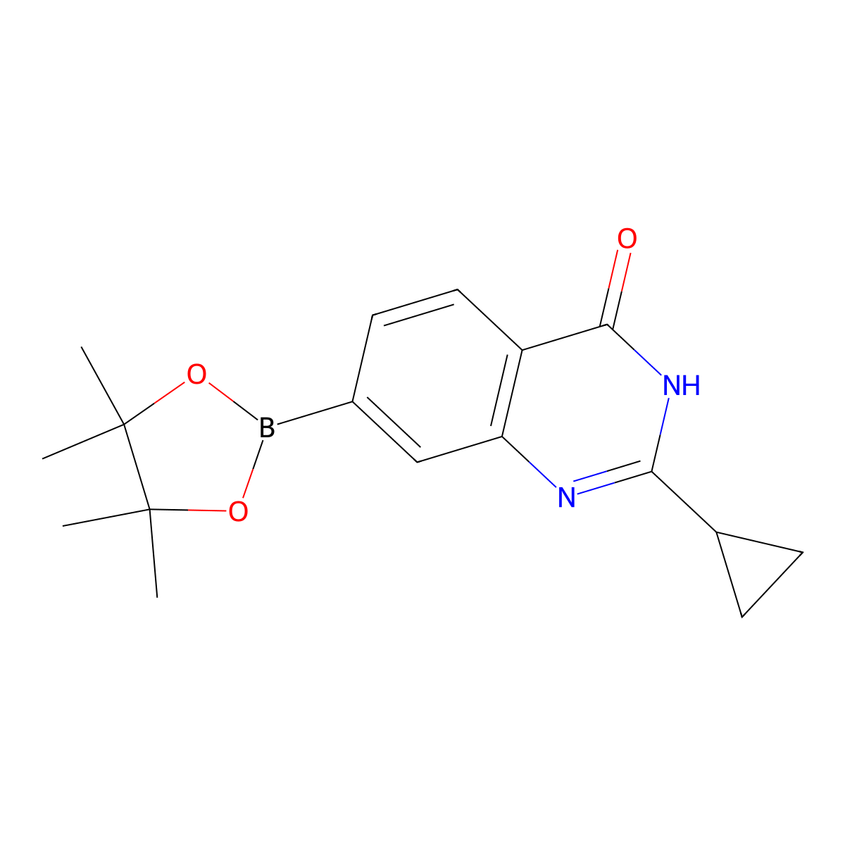 2-Cyclopropyl-7-(4,4,5,5-tetramethyl-1,3,2-dioxaborolan-2-YL)quinazolin-4(1H)-one molecular structure, CAS 2857815-68-8