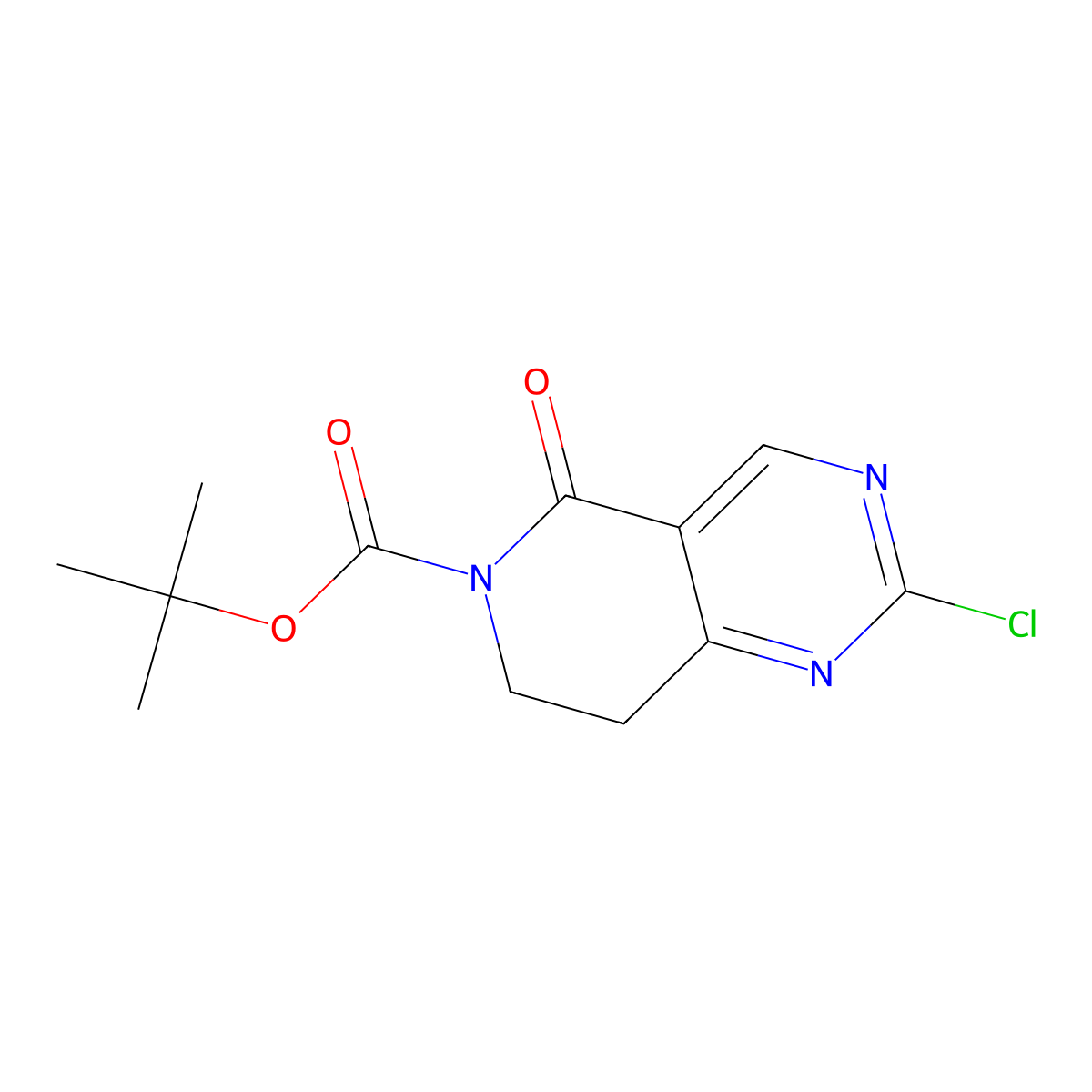 Tert-butyl 2-chloro-5-oxo-7,8-dihydropyrido[4,3-D]pyrimidine-6-carboxylate molecular structure, CAS 2857816-04-5