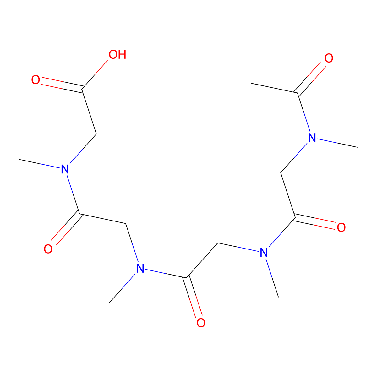 2-[[2-[[2-[[2-[Acetyl(methyl)amino]acetyl]-methyl-amino]acetyl]-methyl-amino]acetyl]-methyl-amino]acetic acid molecular structure, CAS 2857963-63-2