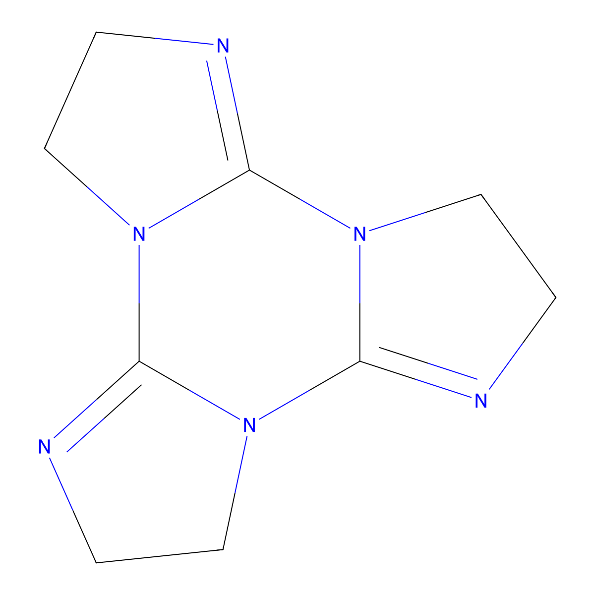 2,3,6,7,10,11-Hexahydrotriimidazo(1,2-a:1,2-c:1,2-e)(1,3,5)triazine molecular structure, CAS 28584-89-6