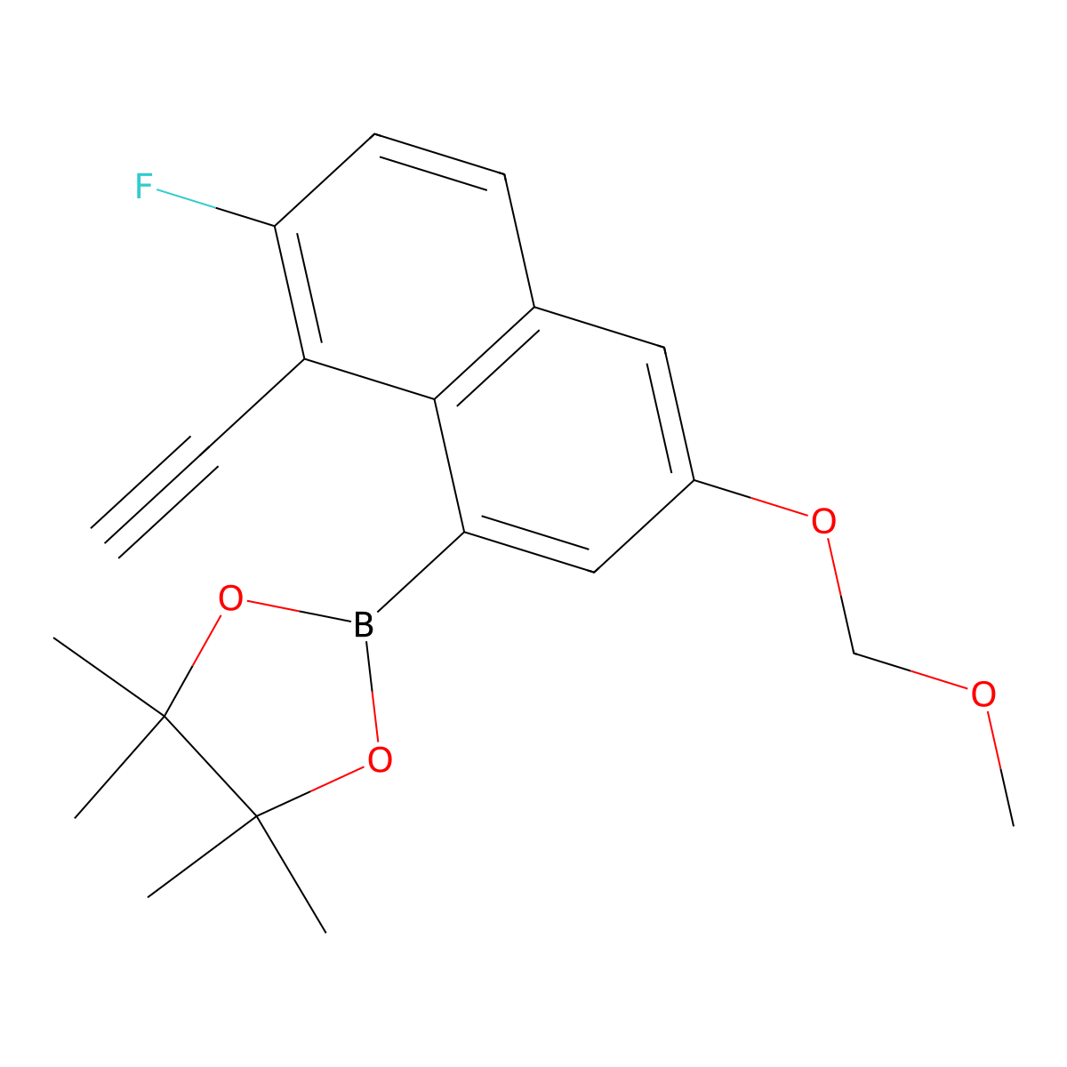 2-[8-Ethynyl-7-fluoro-3-(methoxymethoxy)-1-naphthalenyl]-4,4,5,5-tetramethyl-1,3,2-dioxaborolane molecular structure, CAS 2858674-33-4
