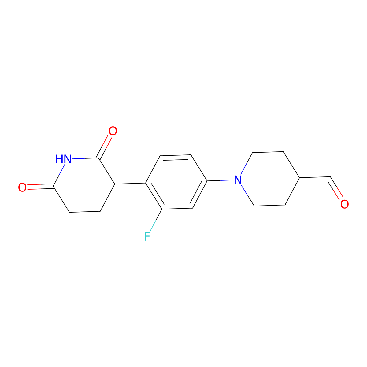 1-[4-(2,6-Dioxopiperidin-3-YL)-3-fluorophenyl]piperidine-4-carbaldehyde molecular structure, CAS 2858741-81-6