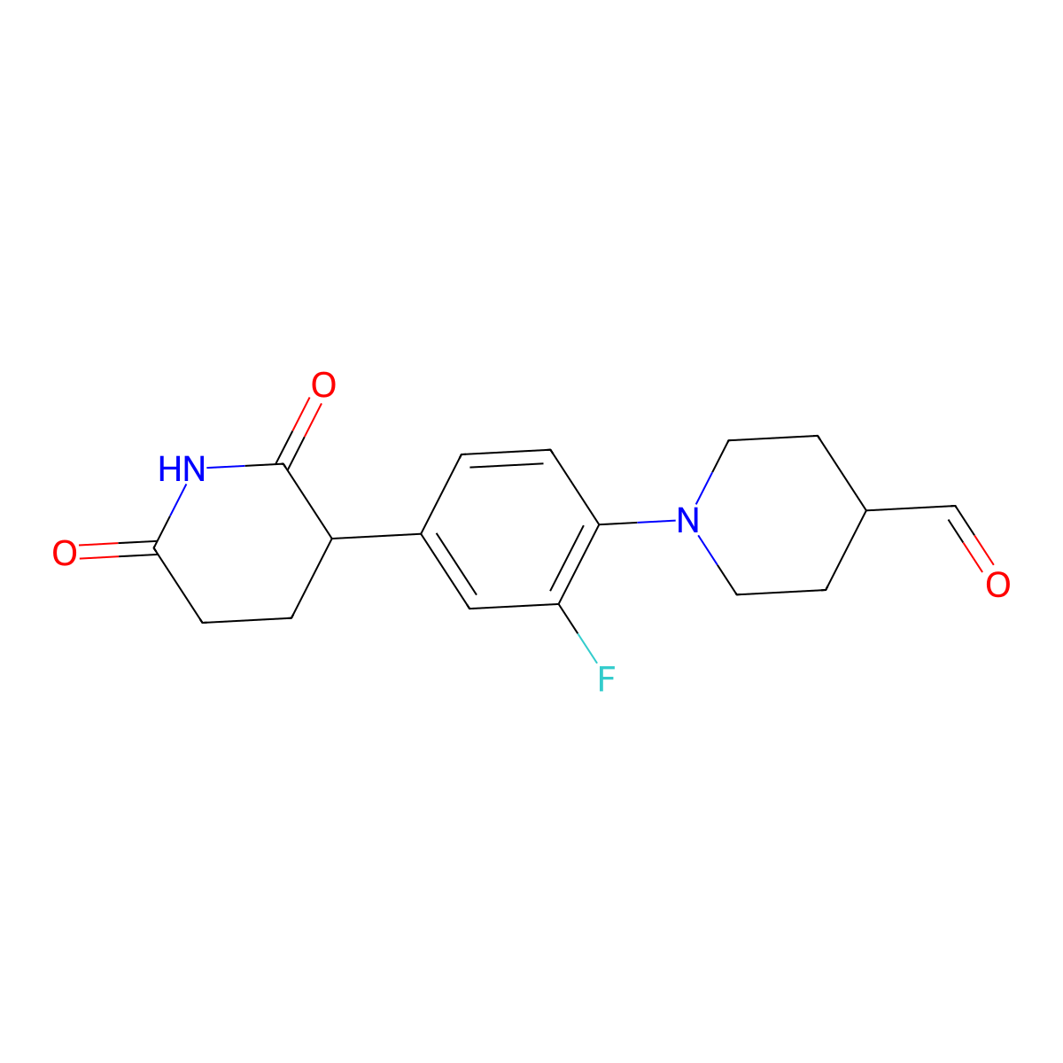 1-[4-(2,6-Dioxopiperidin-3-YL)-2-fluorophenyl]piperidine-4-carbaldehyde molecular structure, CAS 2858741-83-8