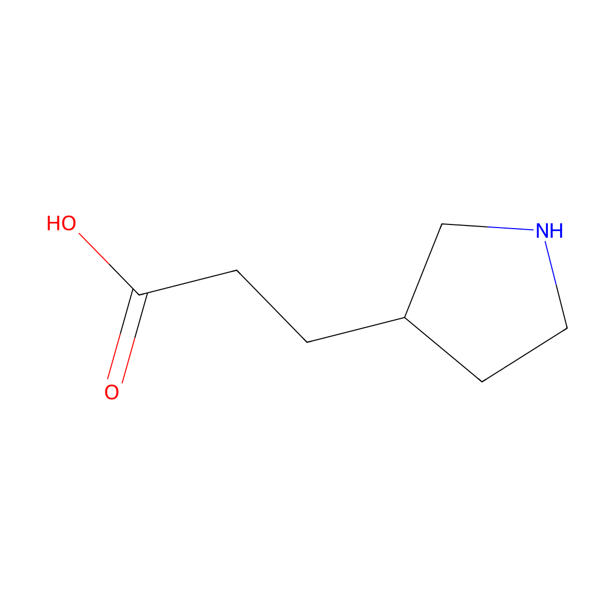 3-[(3R)-pyrrolidin-3-yl]propanoic acid molecular structure, CAS 2858743-91-4