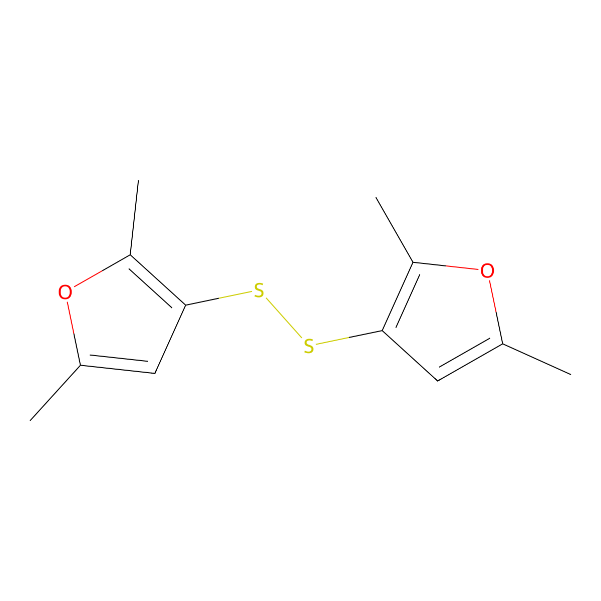 Bis(2,5-dimethyl-3-furyl) disulfide molecular structure, CAS 28588-73-0