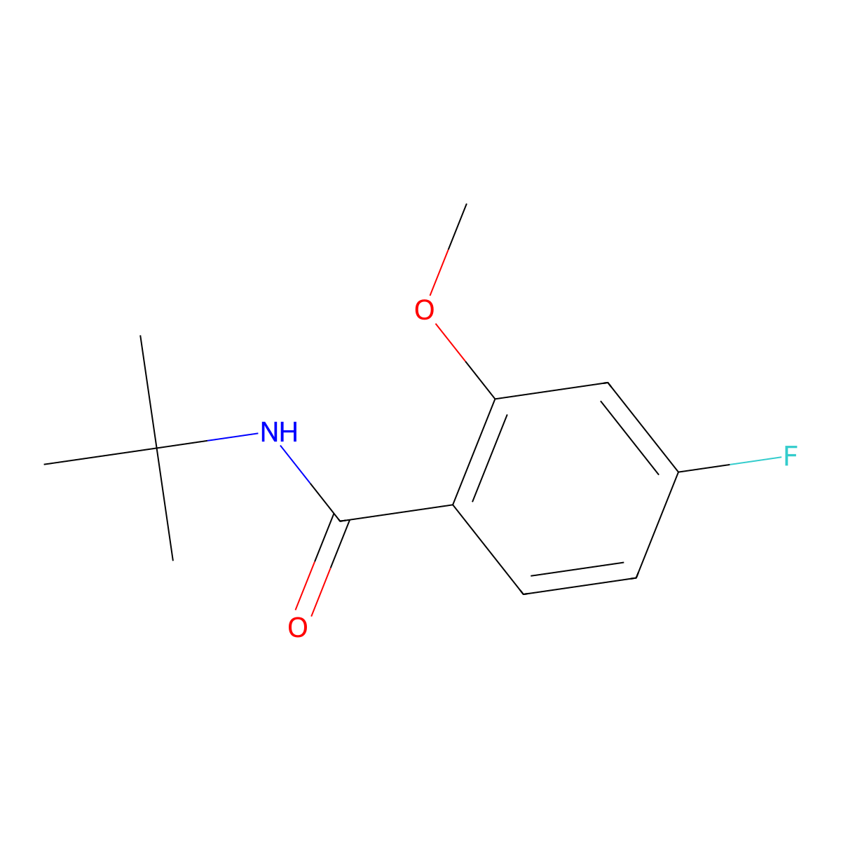N-(1,1-Dimethylethyl)-4-fluoro-2-methoxybenzamide molecular structure, CAS 2859296-02-7