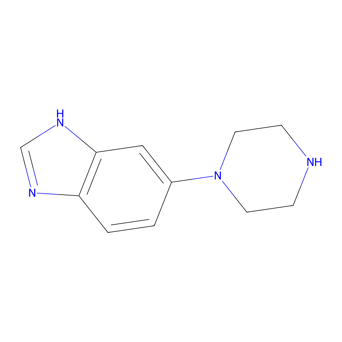 5-(piperazin-1-yl)-1H-1,3-benzodiazole molecular structure, CAS 285979-12-6