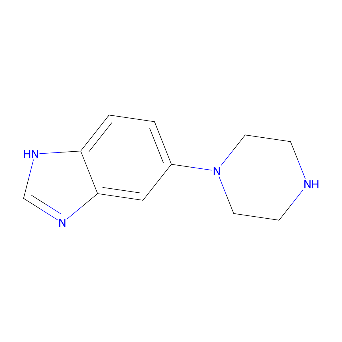 5-(piperazin-1-yl)-1H-1,3-benzodiazole molecular structure, CAS 285979-12-6