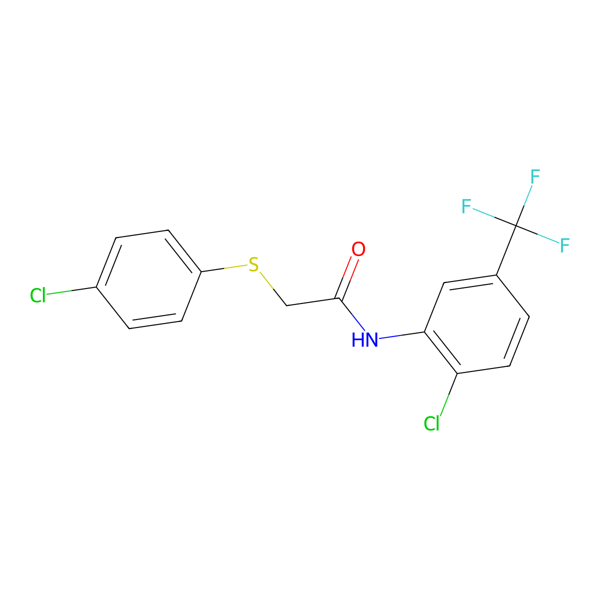 2-[(4-chlorophenyl)sulfanyl]-N-[2-chloro-5-(trifluoromethyl)phenyl]acetamide molecular structure, CAS 285980-85-0