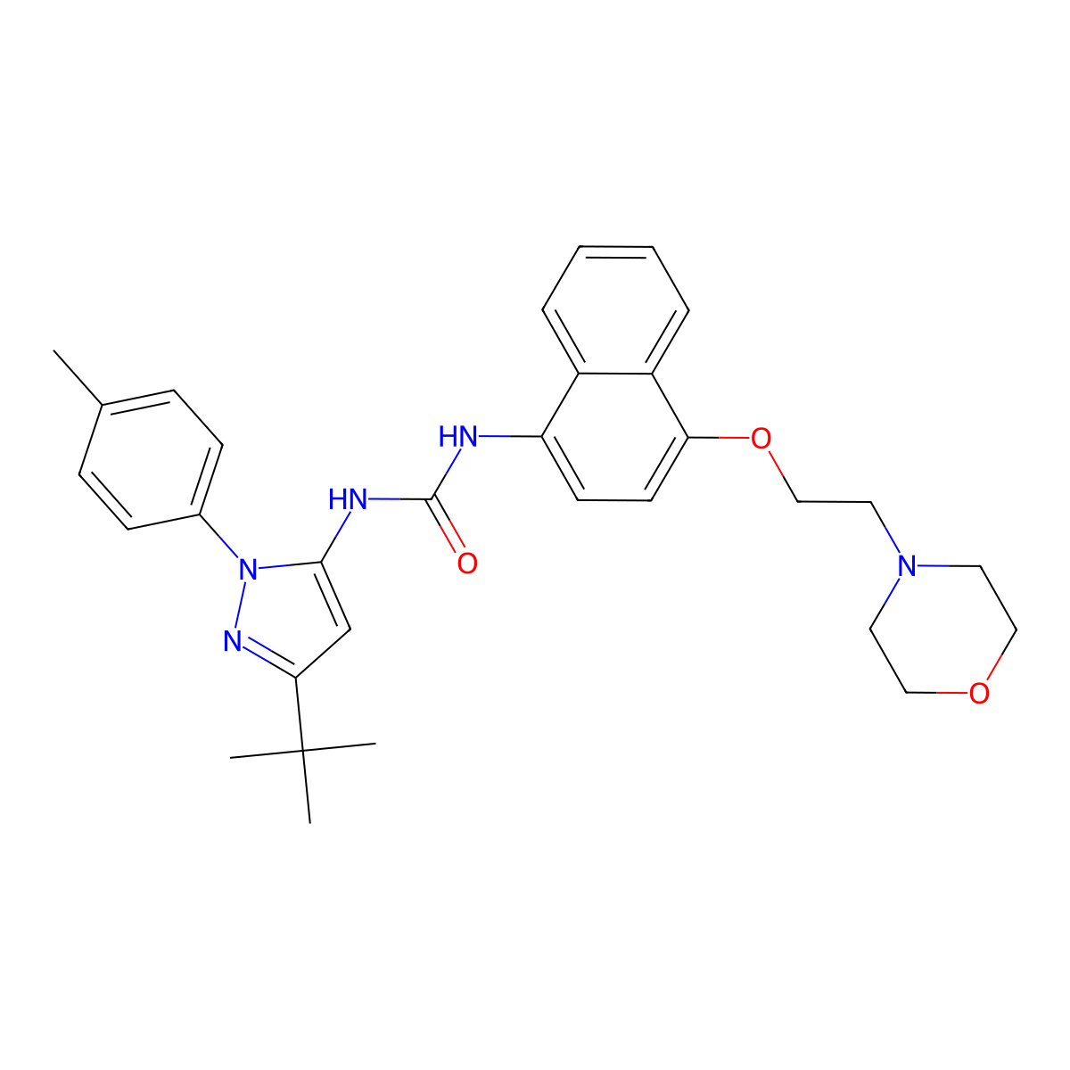 Doramapimod molecular structure, CAS 285983-48-4