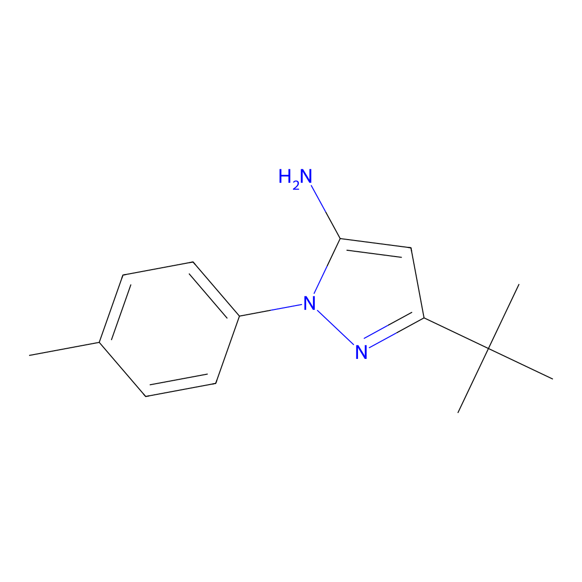 3-tert-butyl-1-(4-methylphenyl)-1H-pyrazol-5-amine molecular structure, CAS 285984-25-0