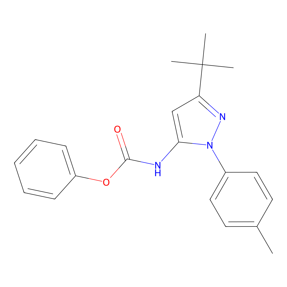 phenyl (3-(tert-butyl)-1-(p-tolyl)-1H-pyrazol-5-yl)carbamate molecular structure, CAS 285984-47-6