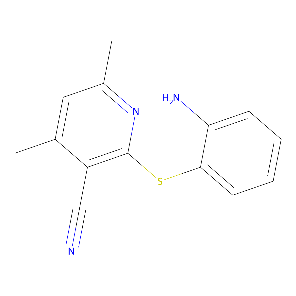 2-[(2-Aminophenyl)sulfanyl]-4,6-dimethylnicotinonitrile molecular structure, CAS 285985-67-3