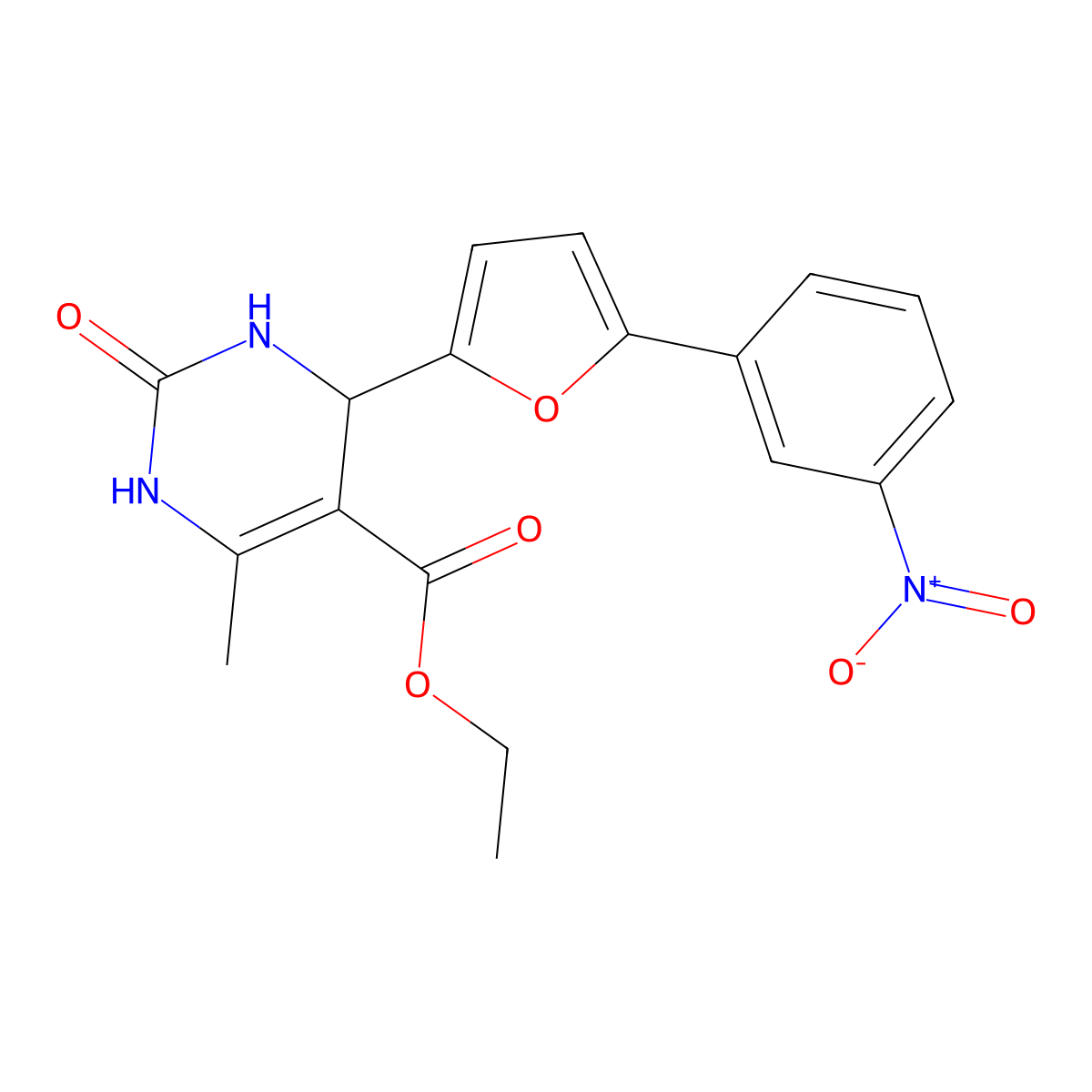 Ethyl 6-methyl-4-[5-(3-nitrophenyl)furan-2-yl]-2-oxo-1,2,3,4-tetrahydropyrimidine-5-carboxylate molecular structure, CAS 285986-87-0