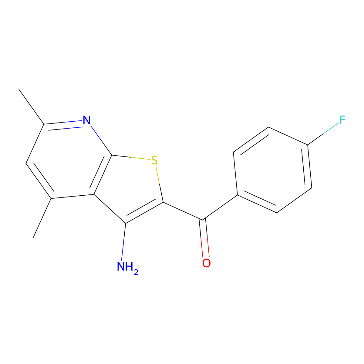 (3-Amino-4,6-dimethylthieno[2,3-b]pyridin-2-yl)(4-fluorophenyl)methanone molecular structure, CAS 285986-95-0