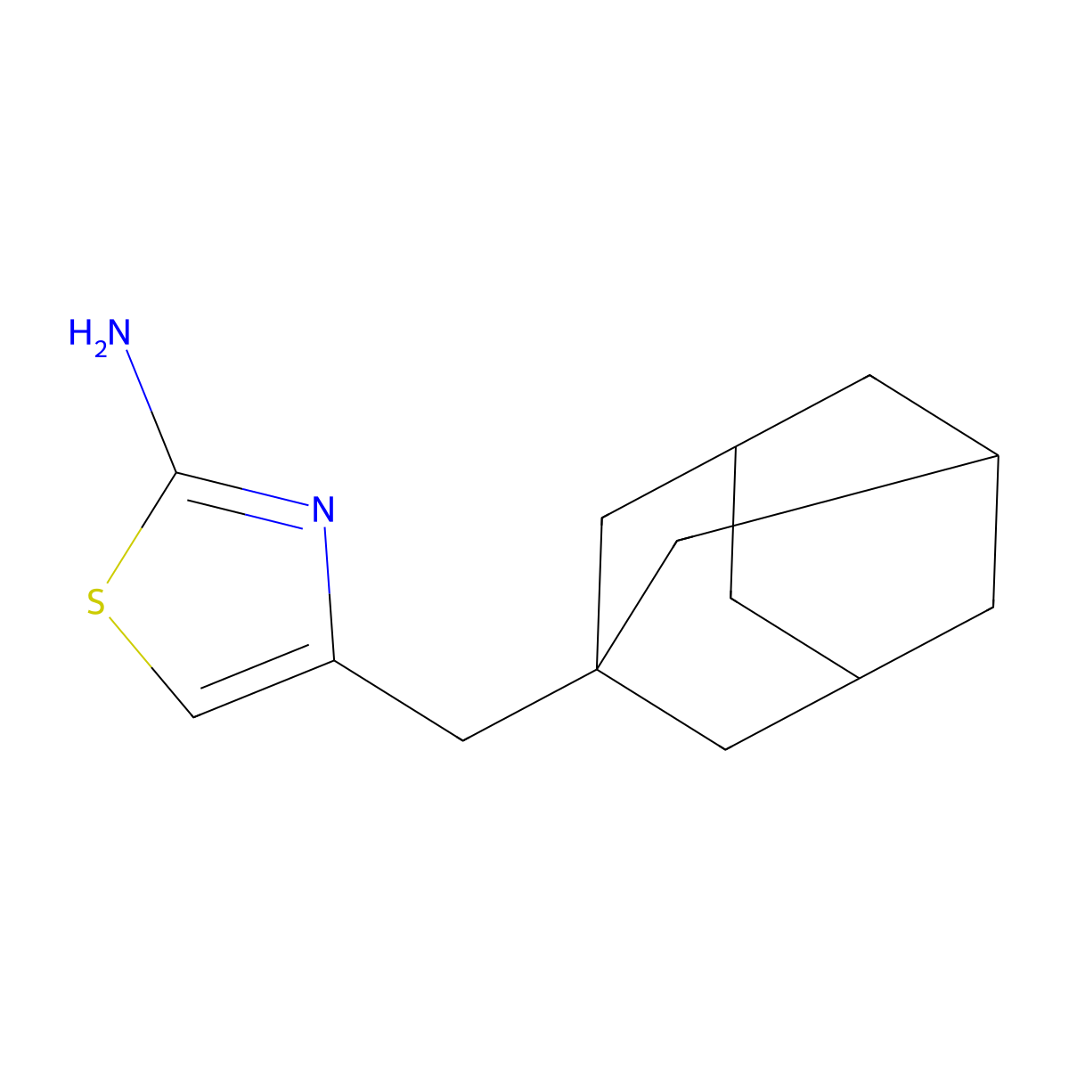 4-Adamantan-1-ylmethyl-thiazol-2-ylamine molecular structure, CAS 28599-72-6
