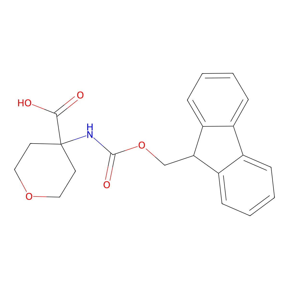 Fmoc-4-amino-tetrahydropyran-4-carboxylic acid molecular structure, CAS 285996-72-7