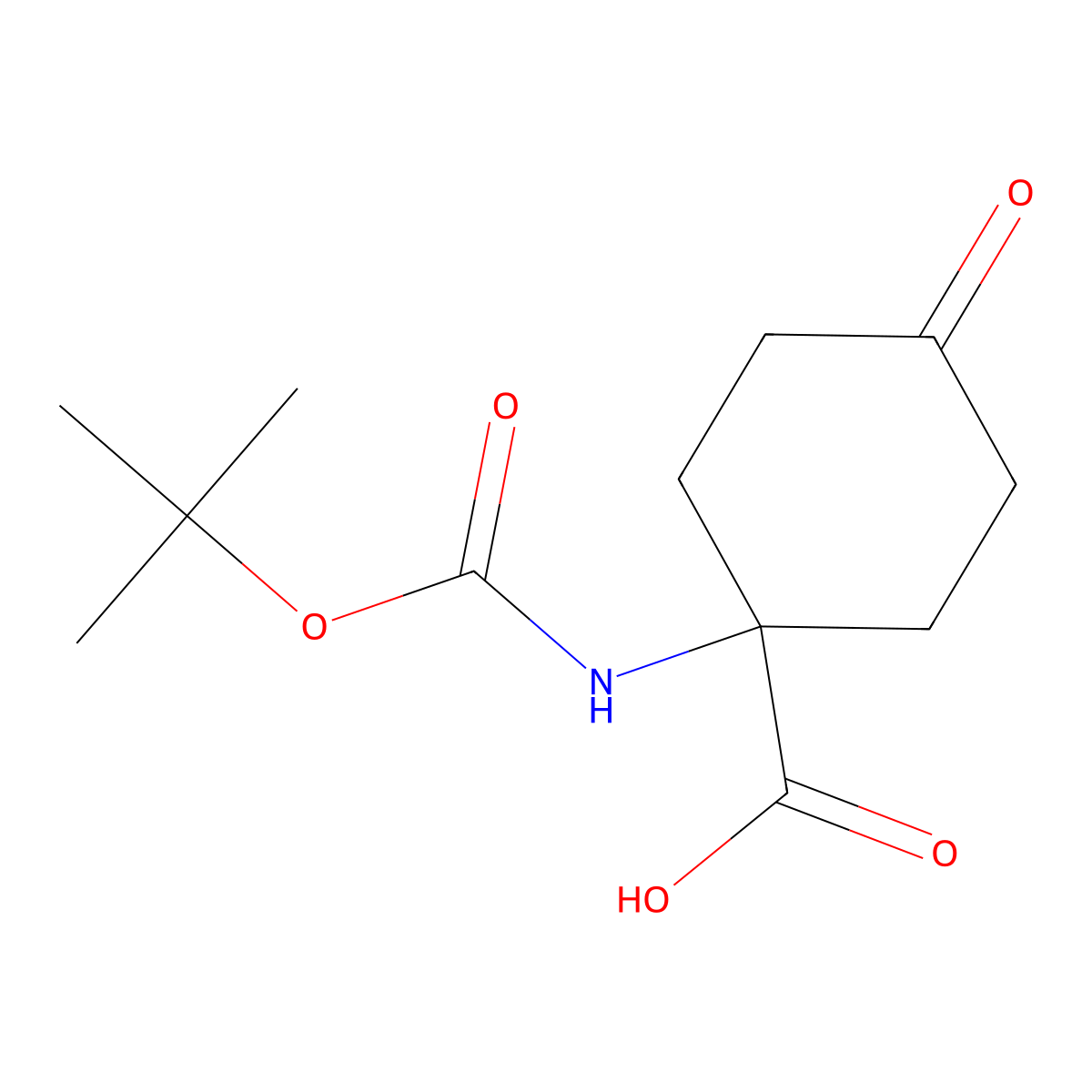 1-(((Tert-butoxy)carbonyl)amino)-4-oxocyclohexane-1-carboxylic acid molecular structure, CAS 285996-76-1