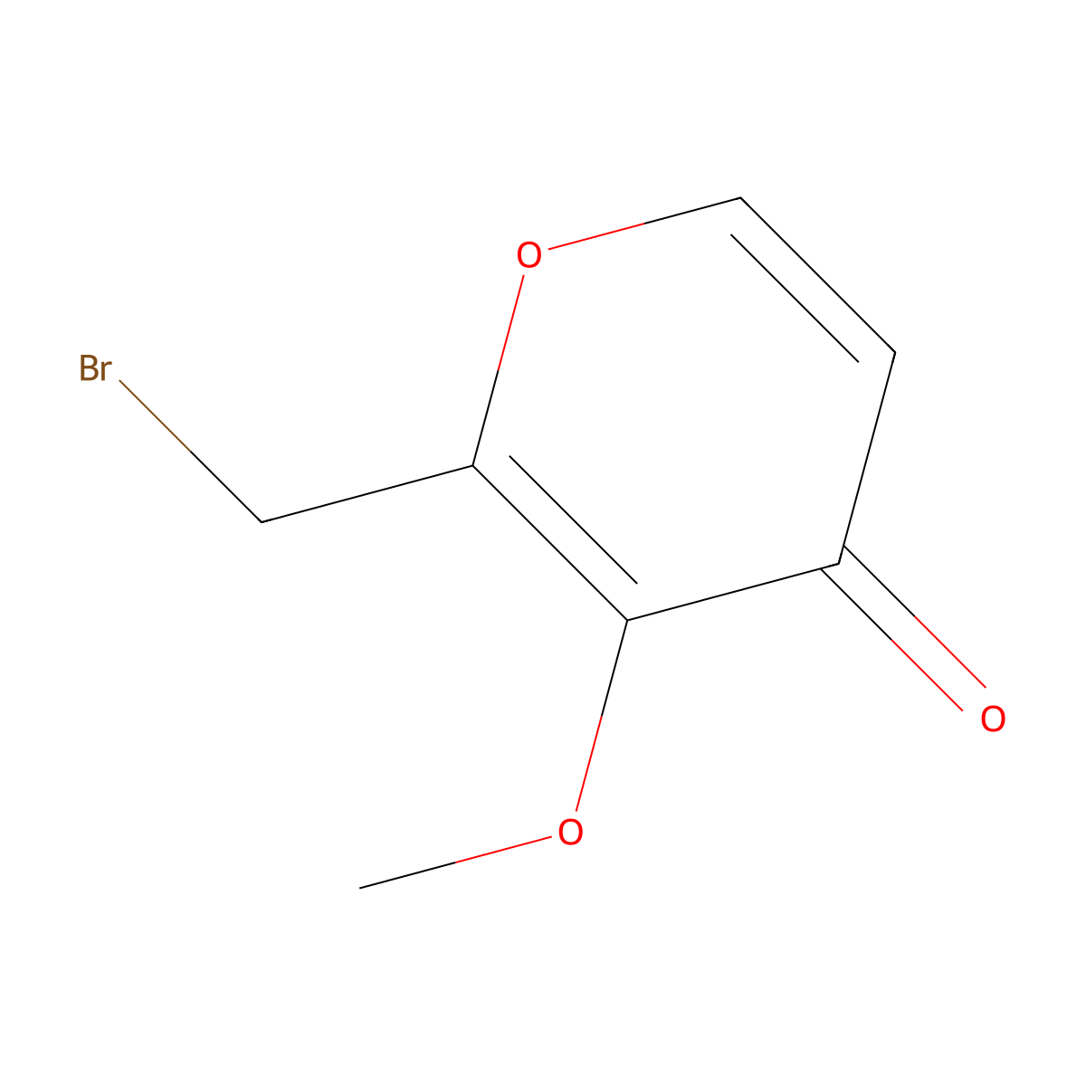 2-(bromomethyl)-3-methoxy-4H-pyran-4-one molecular structure, CAS 2860-26-6