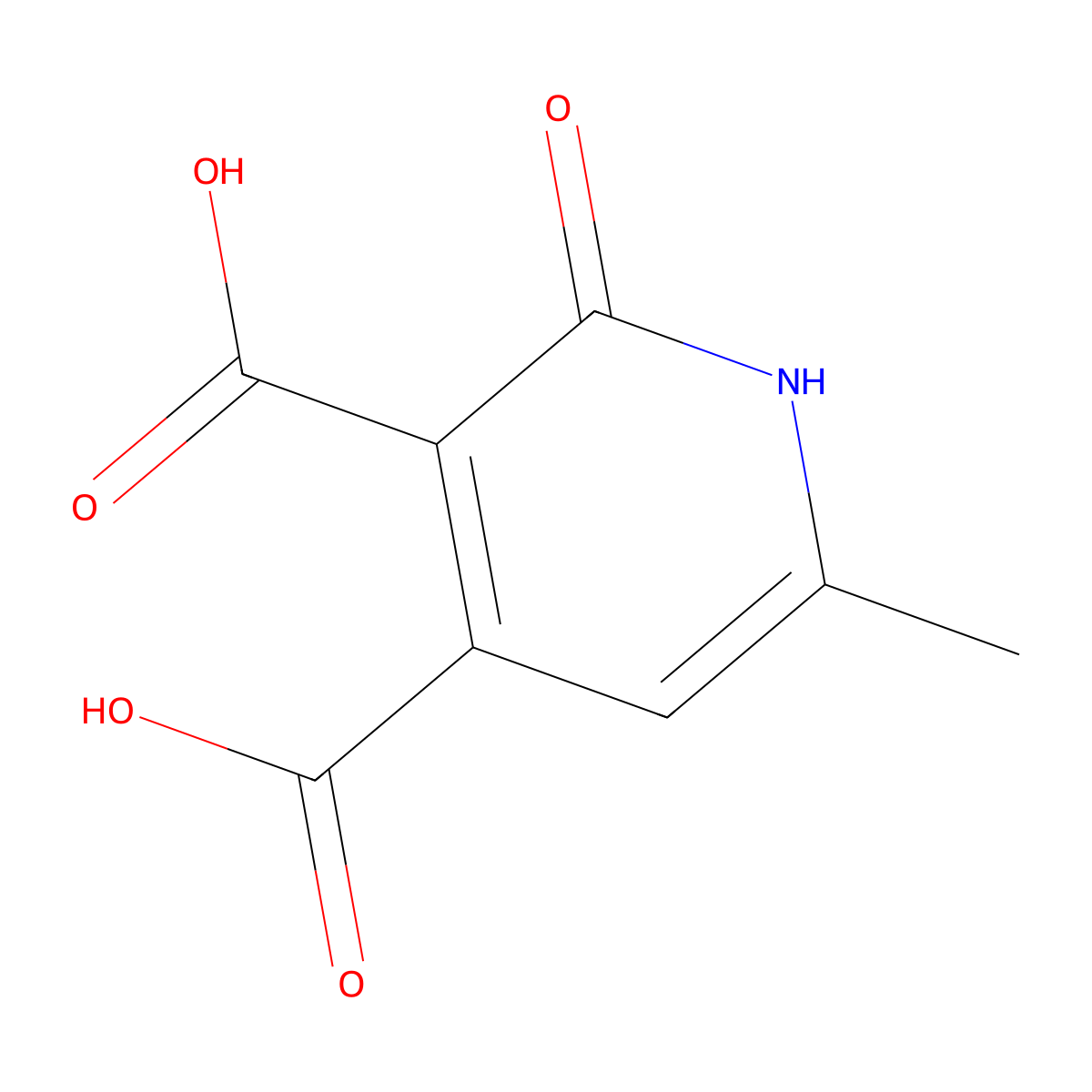 2-Hydroxy-6-methylpyridine-3,4-dicarboxylic acid molecular structure, CAS 2860-55-1