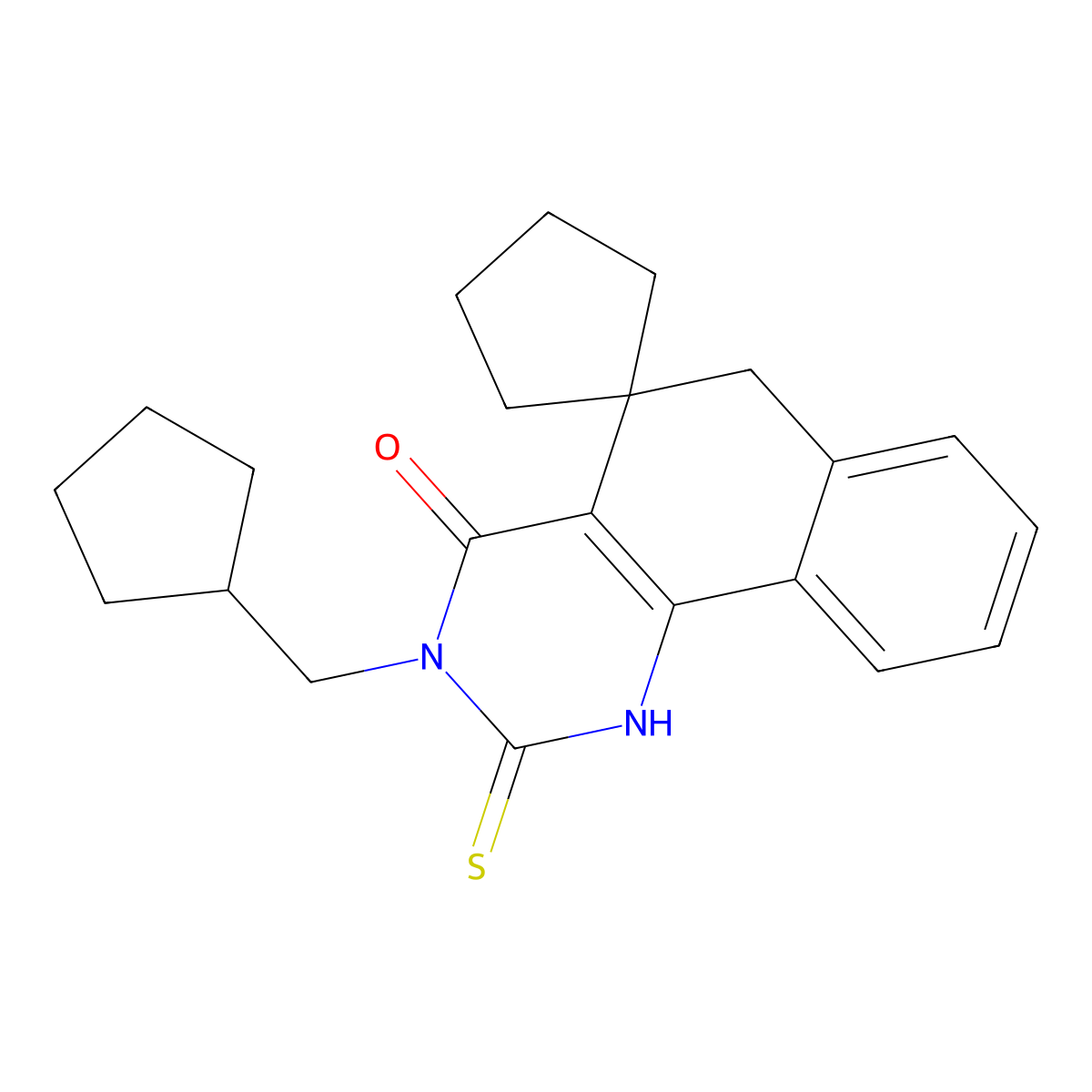 3-(cyclopentylmethyl)-2-thioxo-2,3-dihydro-1H-spiro[benzo[h]quinazoline-5,1'-cyclopentan]-4(6H)-one molecular structure, CAS 286000-36-0