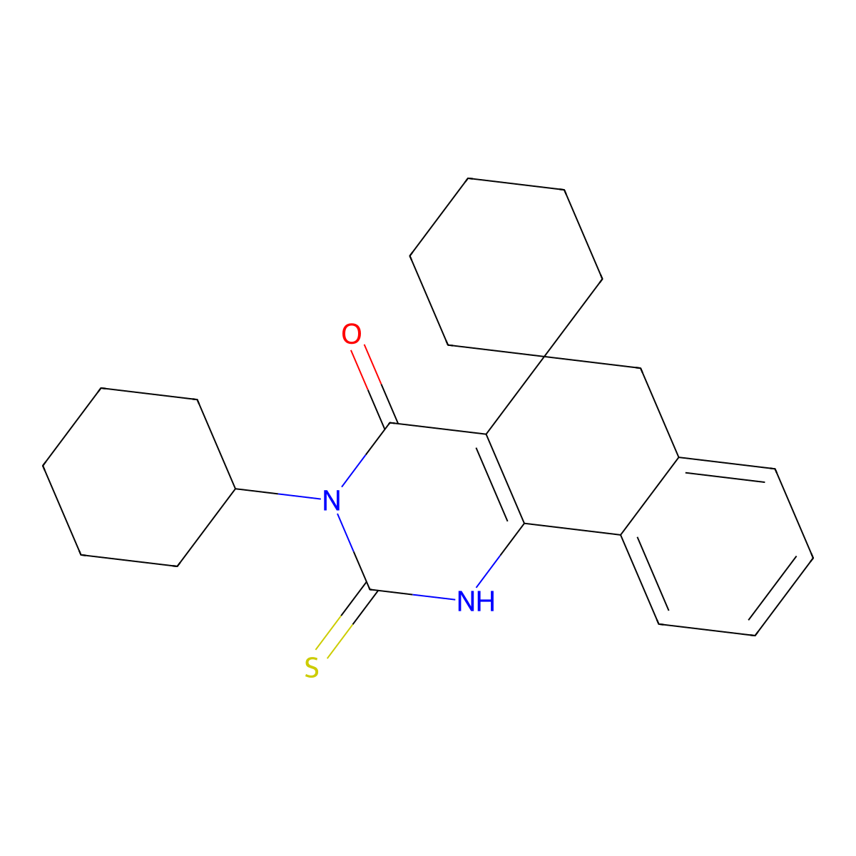 3-Cyclohexyl-2-sulfanylidenespiro[1,6-dihydrobenzo[h]quinazoline-5,1'-cyclohexane]-4-one molecular structure, CAS 286000-42-8