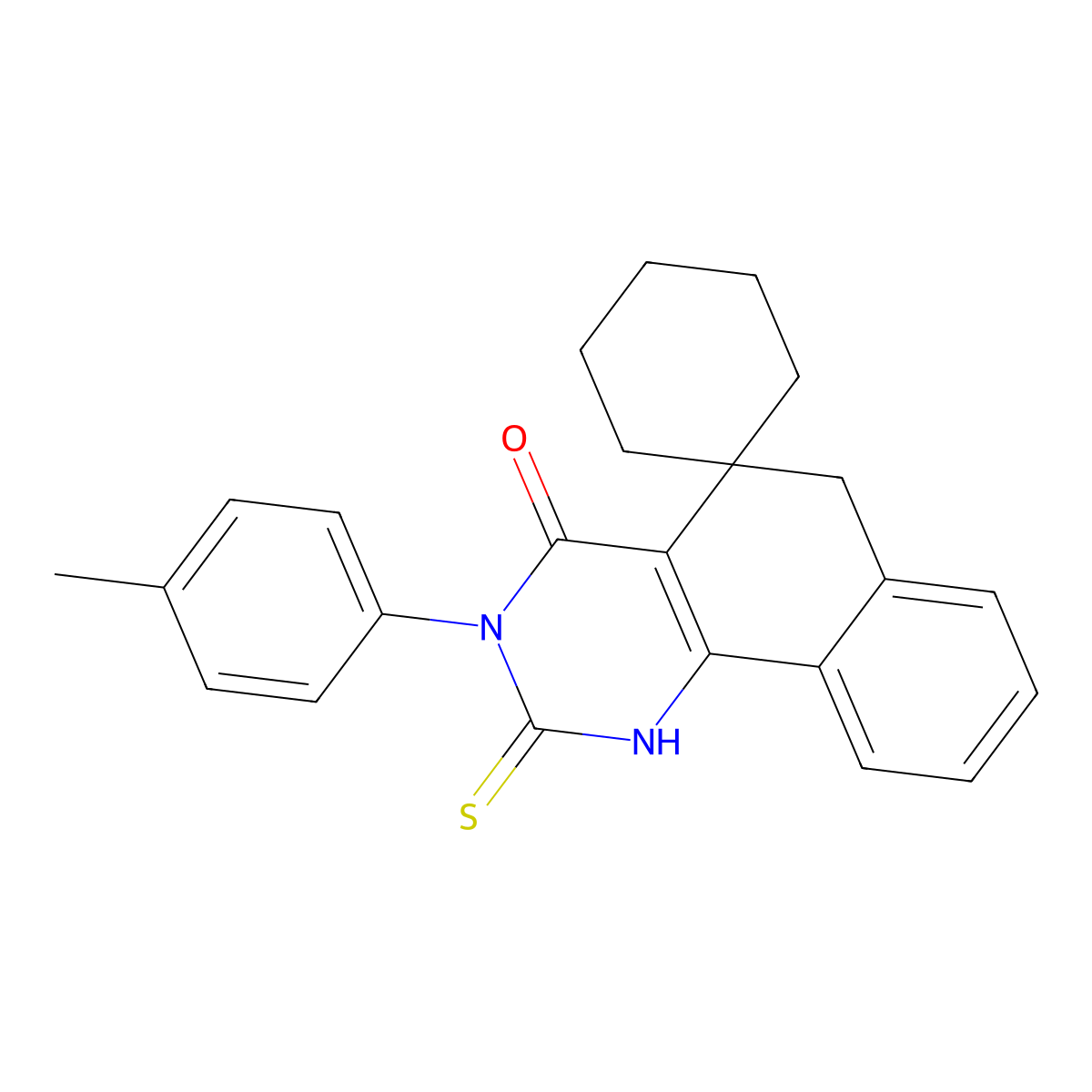3-(4-methylphenyl)-2-thioxo-2,3,5,6-tetrahydrospiro(benzo[h]quinazoline-5,1'-cyclohexane)-4(1H)-one molecular structure, CAS 286000-46-2