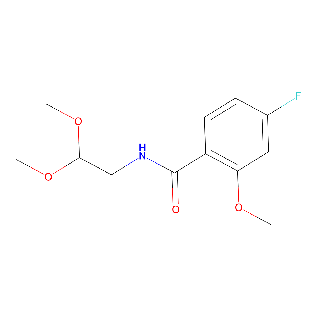 N-(2,2-Dimethoxyethyl)-4-fluoro-2-methoxybenzamide molecular structure, CAS 2860013-38-1
