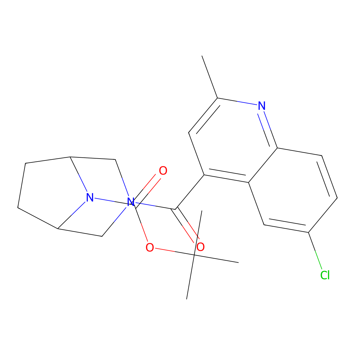 1,1-Dimethylethyl 3-[(6-chloro-2-methyl-4-quinolinyl)carbonyl]-3,8-diazabicyclo[3.2.1]octane-8-carboxylate molecular structure, CAS 2860033-58-3