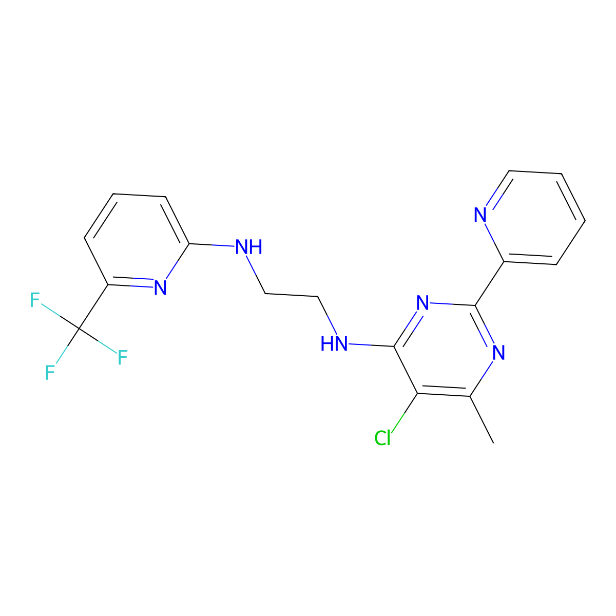 N-[5-Chloro-6-Methyl-2-(Pyridin-2-Yl)pyrimidin-4-Yl]-N'-[6-(Trifluoromethyl)pyridin-2-Yl]ethane-1,2-Diamine molecular structure, CAS 286008-51-3