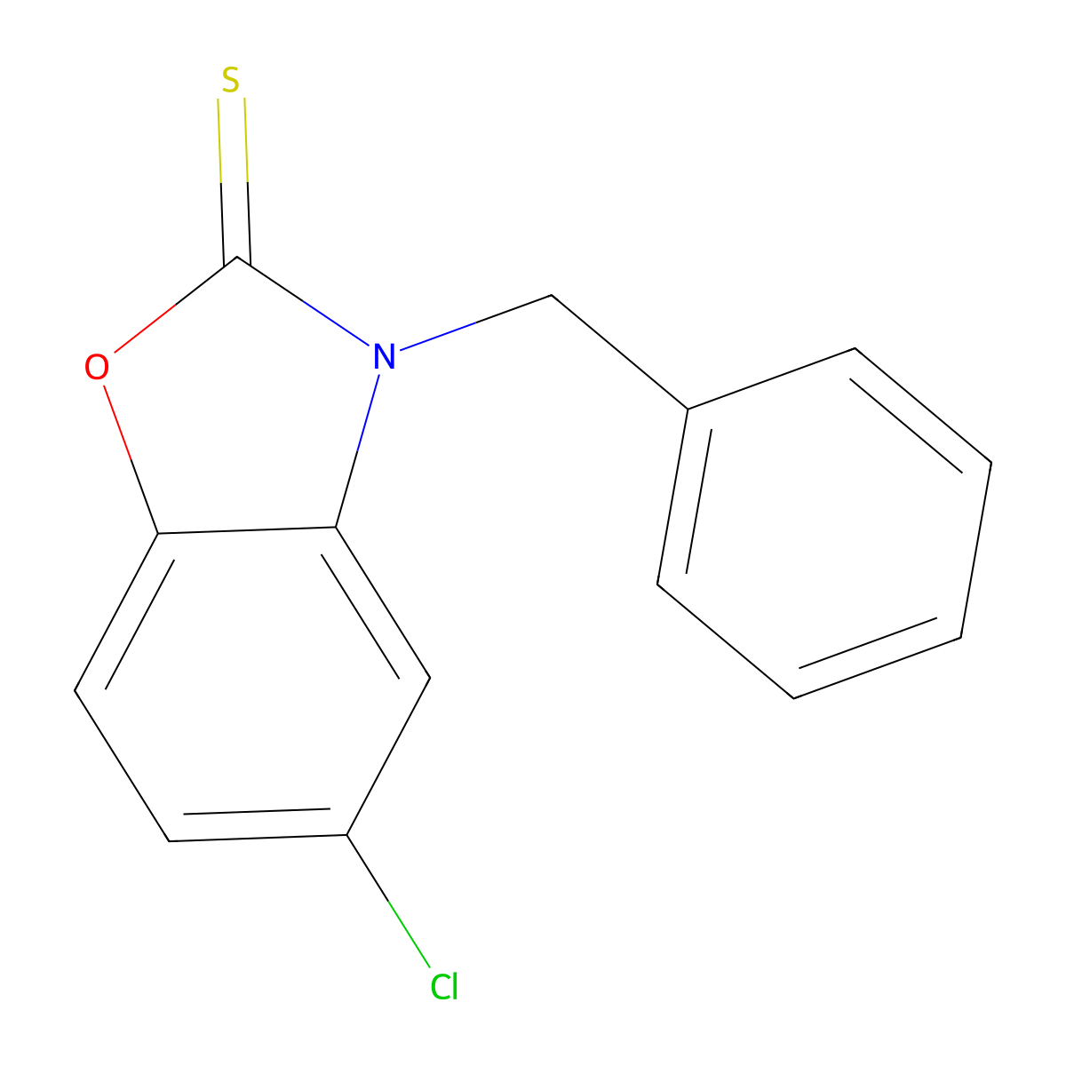 3-Benzyl-5-chloro-2,3-dihydro-1,3-benzoxazole-2-thione molecular structure, CAS 286008-69-3