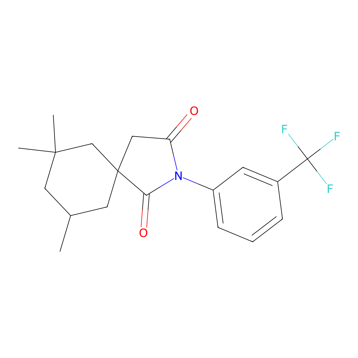 7,7,9-Trimethyl-2-[3-(trifluoromethyl)phenyl]-2-azaspiro[4.5]decane-1,3-dione molecular structure, CAS 286009-84-5