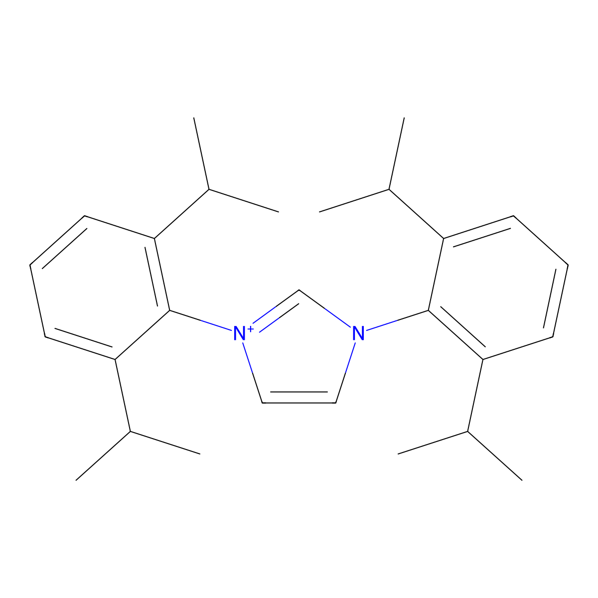 1,3-Bis[2,6-di(propan-2-yl)phenyl]imidazol-1-ium molecular structure, CAS 286014-24-2