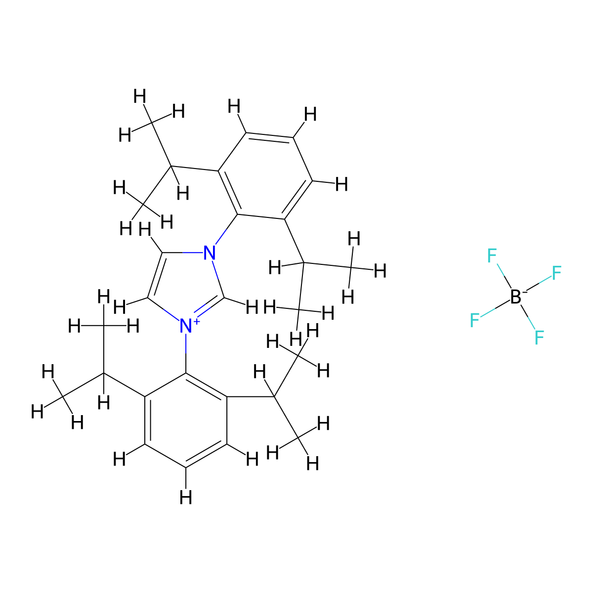 1,3-Bis(2,6-diisopropylphenyl)-1H-imidazol-3-ium tetrafluoroborate molecular structure, CAS 286014-25-3