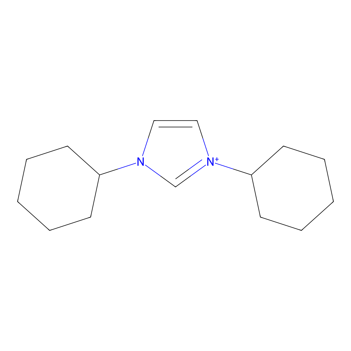 1,3-dicyclohexyl-1H-imidazol-3-ium molecular structure, CAS 286014-37-7