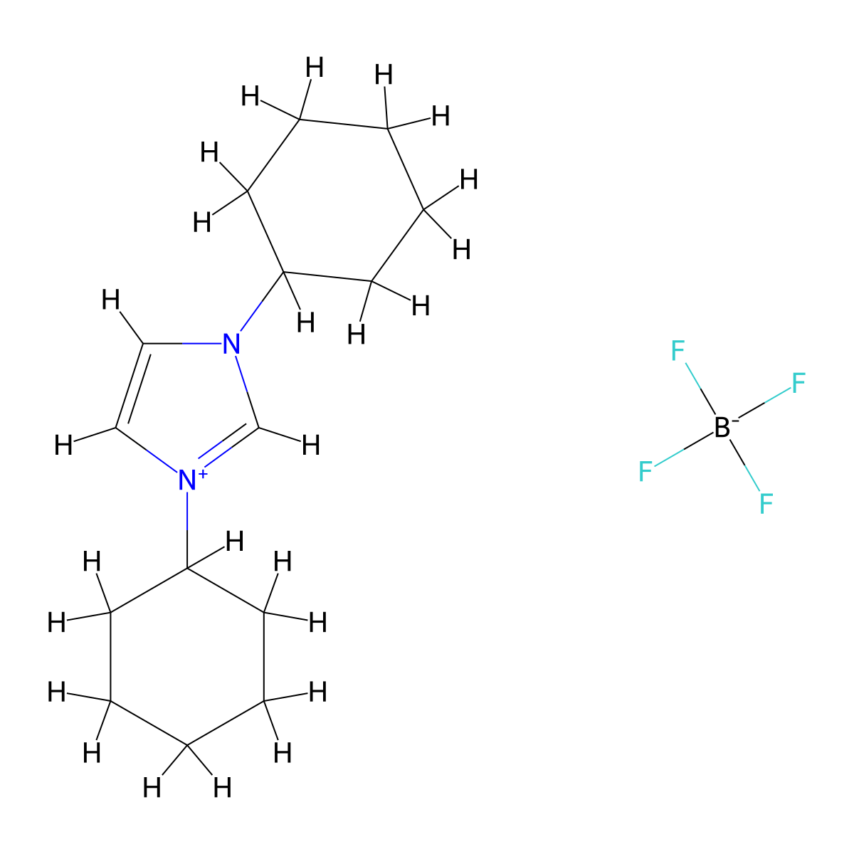 1,3-Dicyclohexyl-1H-imidazol-3-ium tetrafluoroborate molecular structure, CAS 286014-38-8